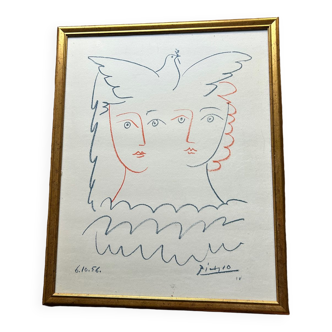 Tableau littogralhie Picasso « La femme aux deux visages » reproduction
