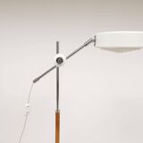 Vintage chrome leather floor lamp mid-century Atelje Lyktan, Sweden
