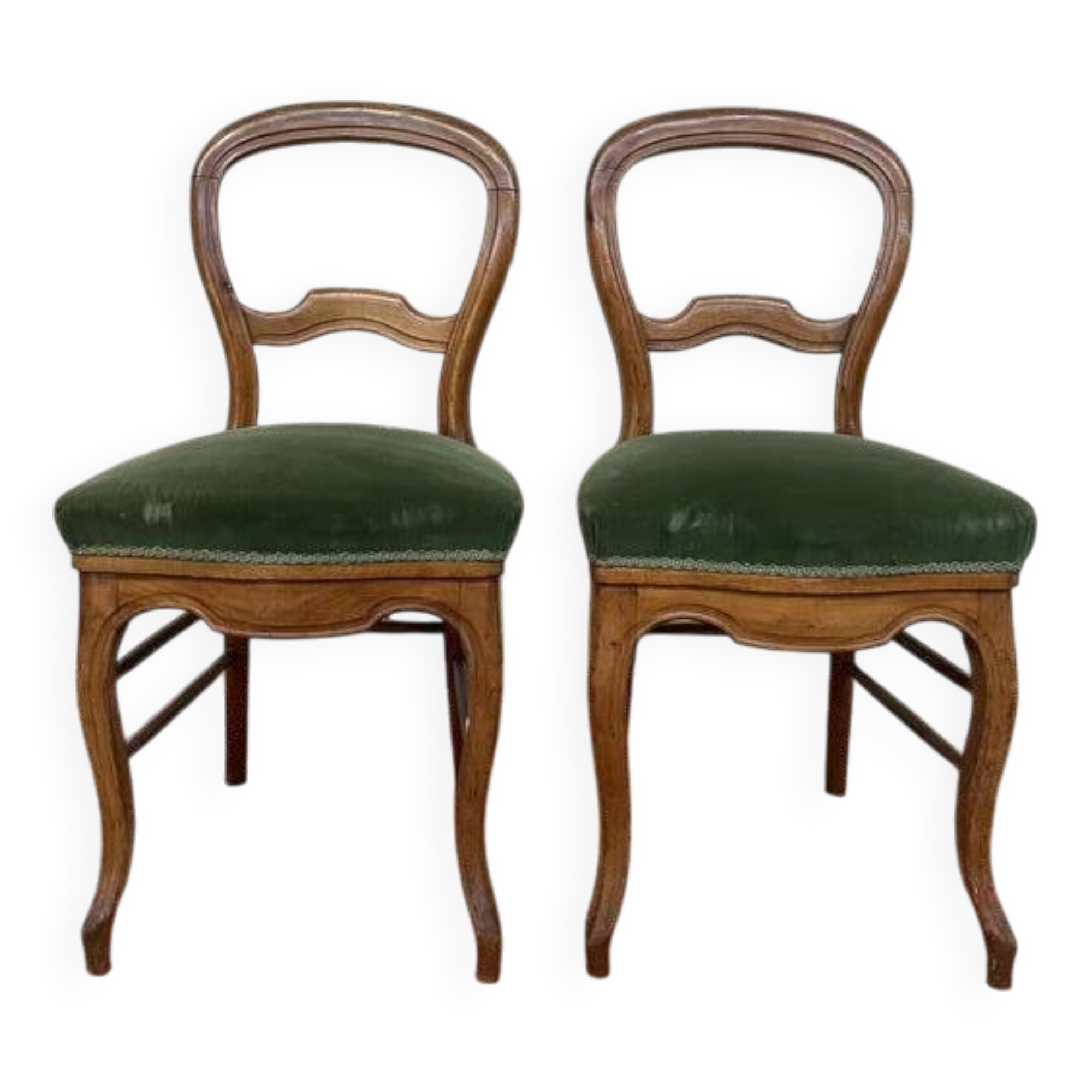 Paire de chaises époque Louis Phillipe en velours vert