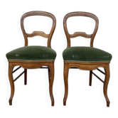 Paire de chaises époque Louis Phillipe en velours vert