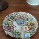 V.Pinto ceramic candle holder, Vietri. floral decor