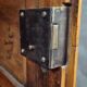 Antique solid wood wardrobe / bonnetière – Geometric design – H 208 cm