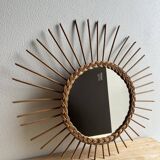 Vintage rattan sun mirror
