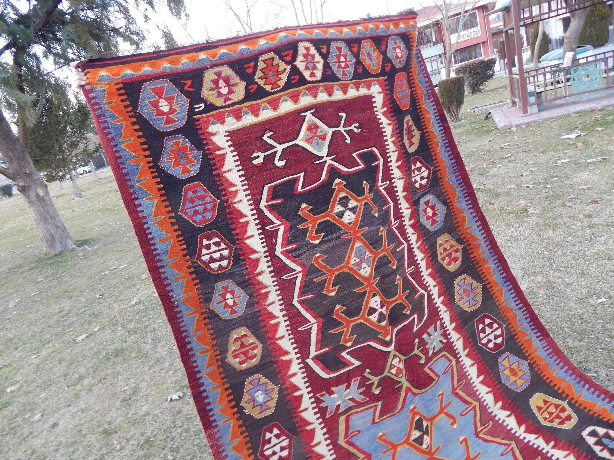 Tapis Kilim turc vintage tissé main