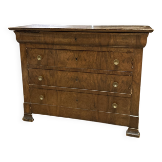 Empire style chest of drawers in flamed veneer wood