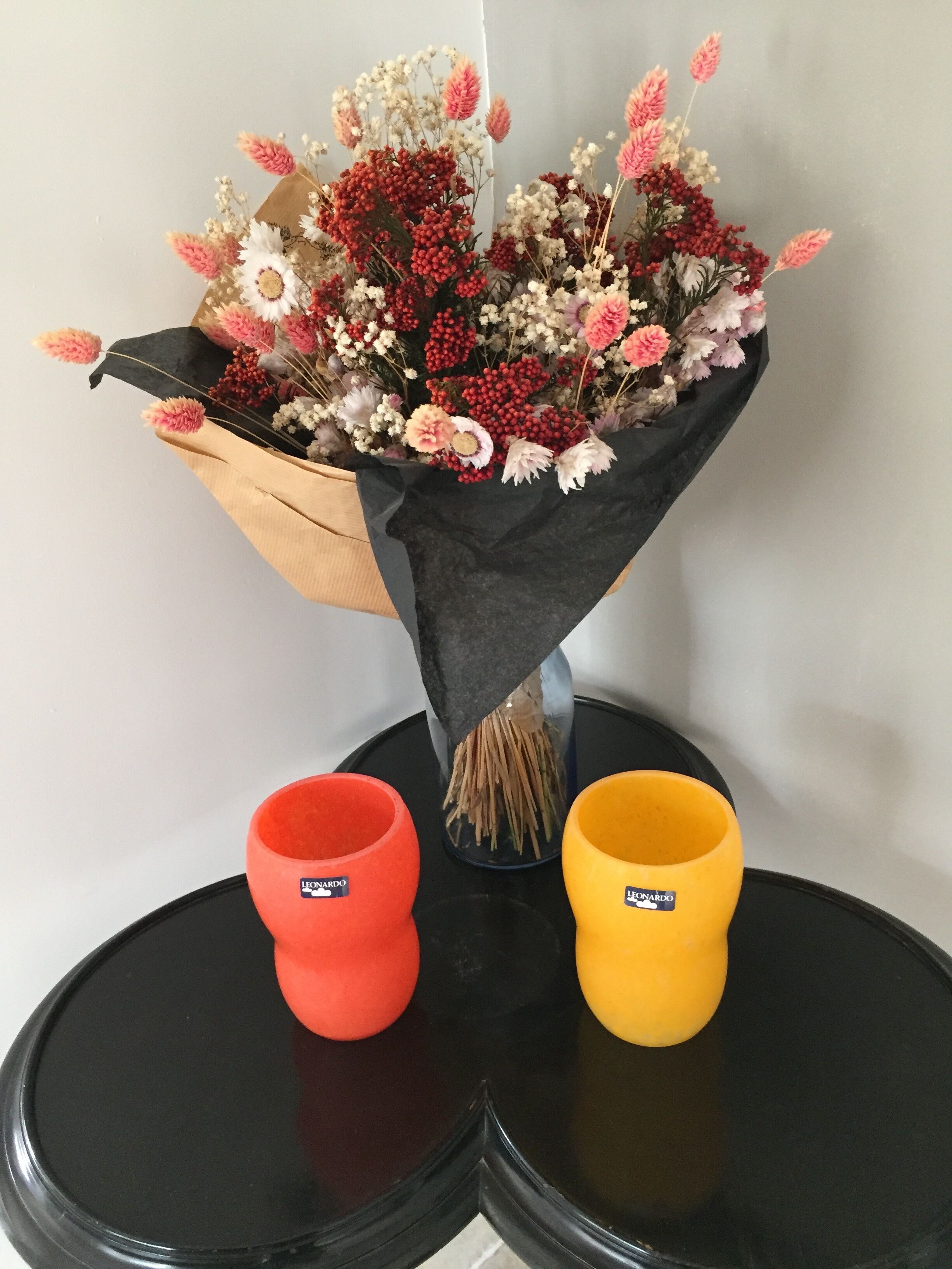 Série de deux vases Léonardo orange et jaune
