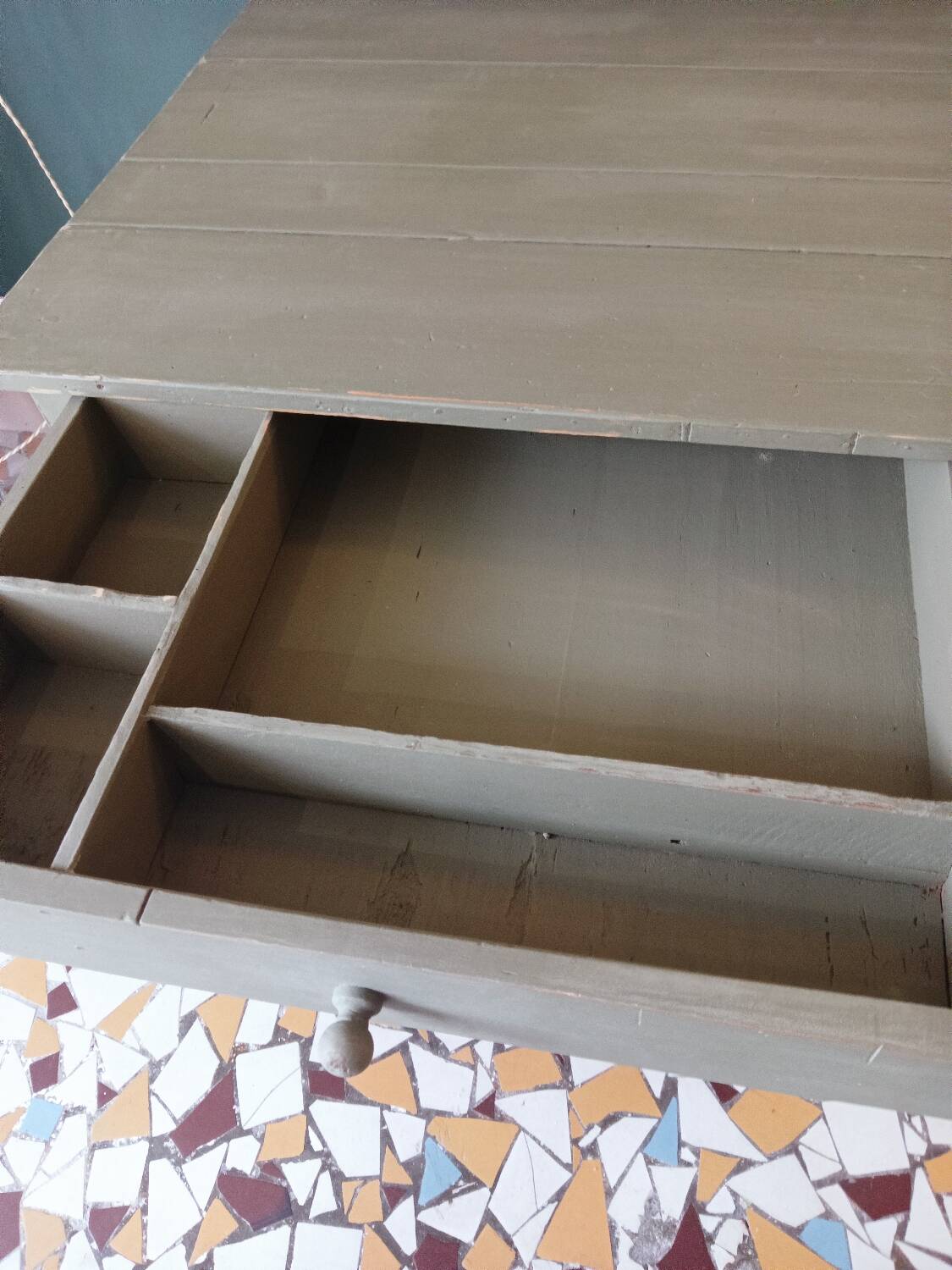 Farm table revisited in khaki