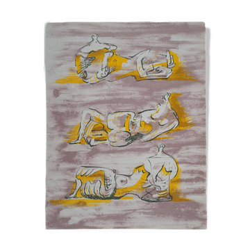Henry moore: three reclining figures - original lithograph