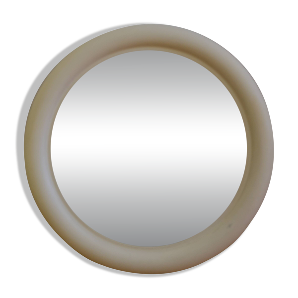 miroir rond plastique blanc années 70 1970 United Kingdom D:44cm