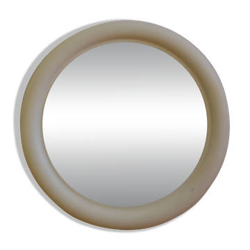 miroir rond plastique blanc années 70 1970 United Kingdom D:44cm