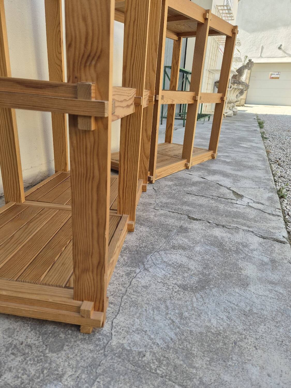 Pair of vintage pine bookshelf units in Maison Regain design from the 1970s.