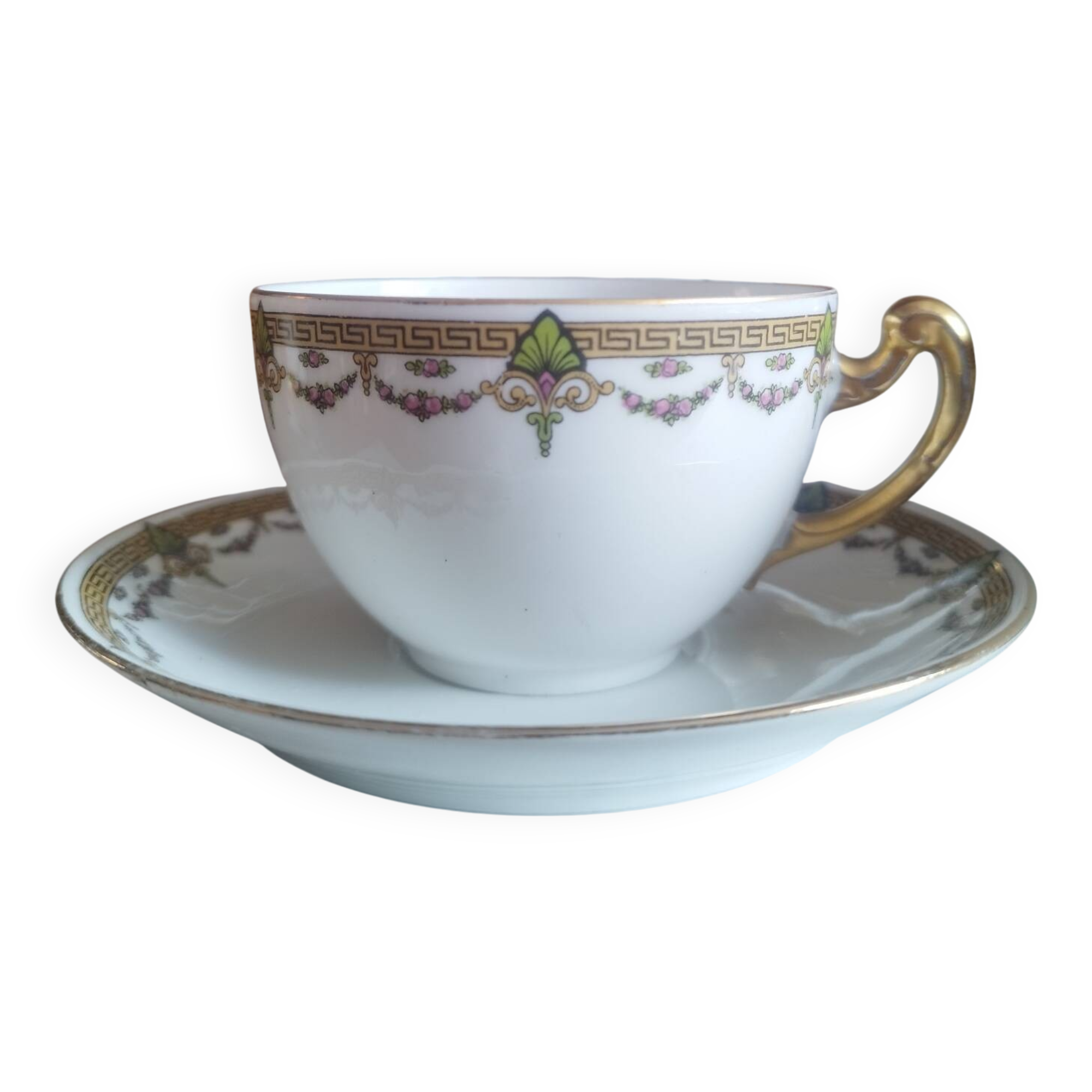 8 Art Deco Sigismond Maas cups Limoges porcelain