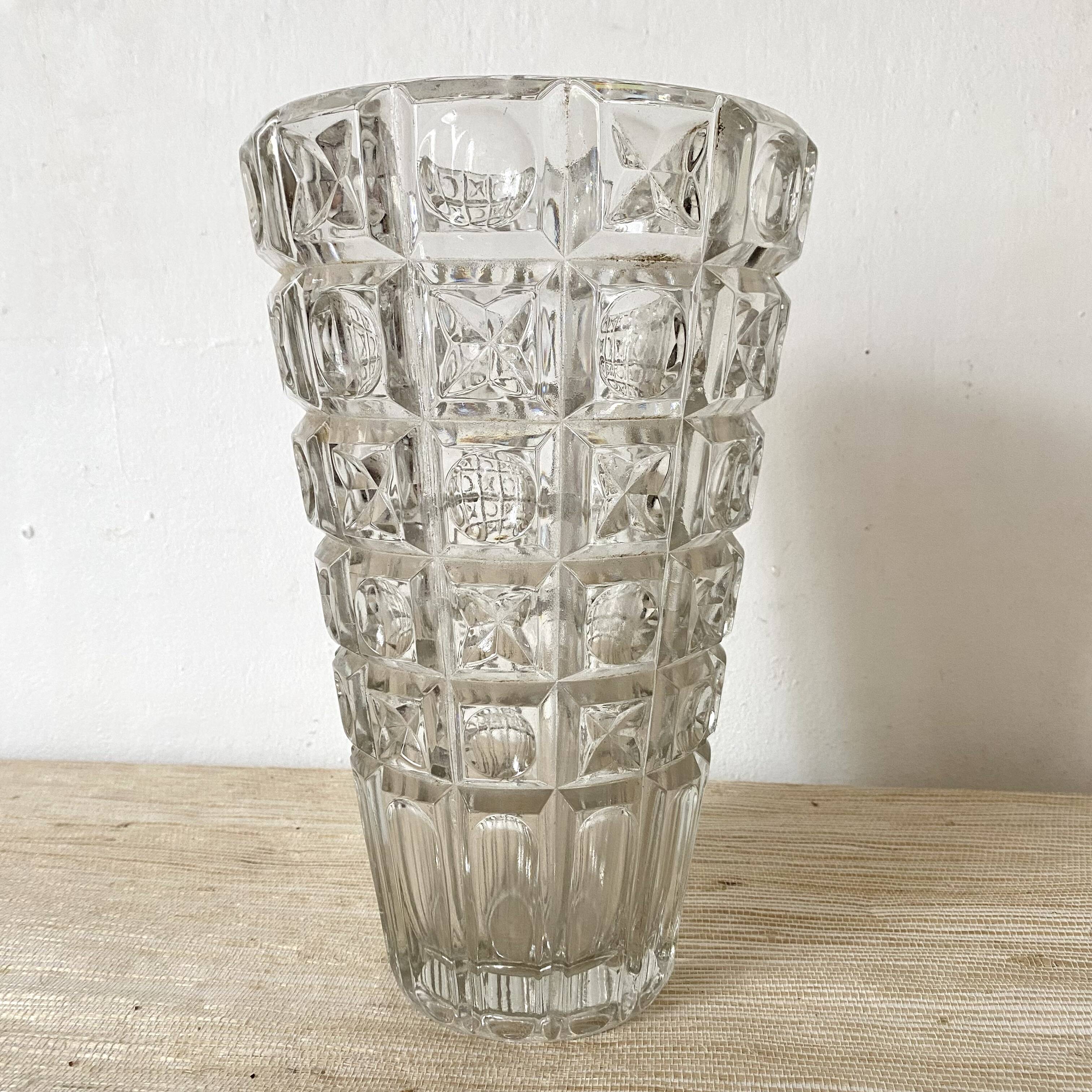 70s glass vase, 30 cm