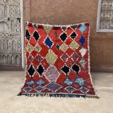 Colorful Boucherouite Berber rug - 140 x 167 cm