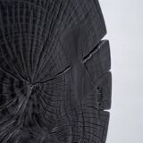 Solid wood (monoxyl) side table, organic shape, black color