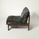 Sling chair in wood and green leather, germany, 1970s