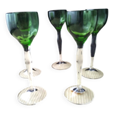 5 blown glass liqueur glasses