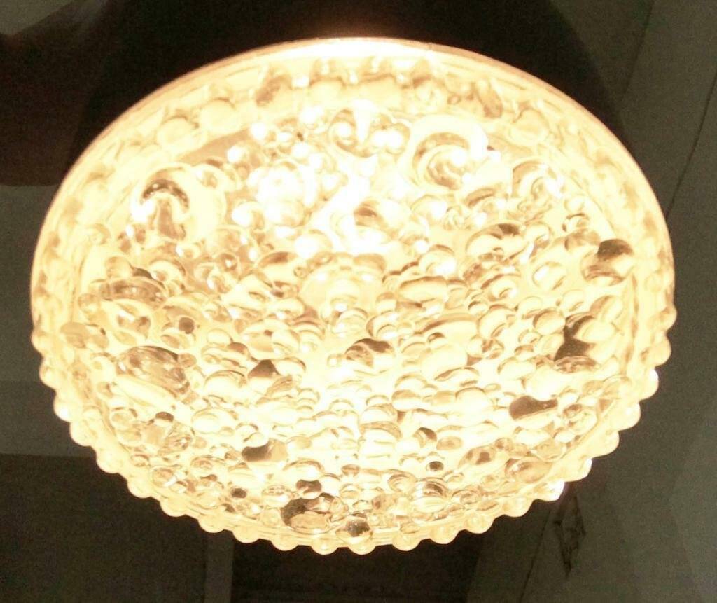 Suspended glass and chrome chandelier model P105 from the 1960s in German Space Age style by Staff, set of 2.