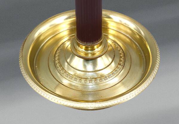 Lampe Bouillotte Bronze Style Empire Abat-jour & Pied laqué Bordeaux