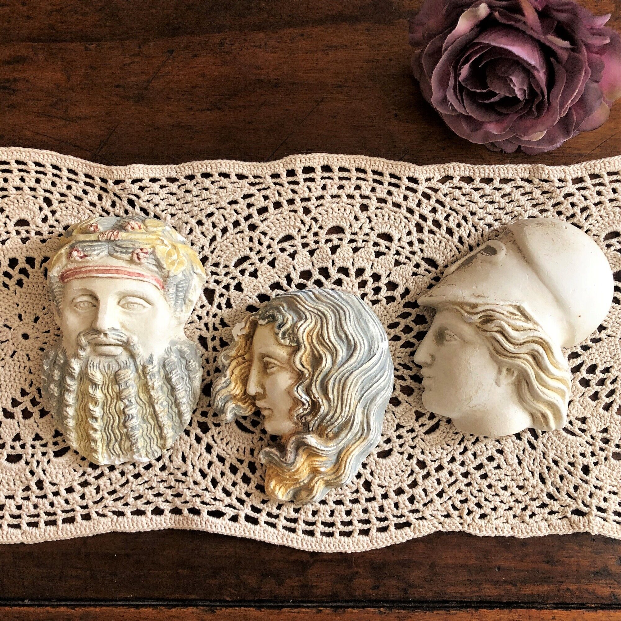 Set of 3 figurines Greek mythology in handmade stone from Greece