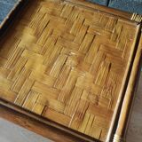 3-tier rattan and bamboo shelf from the 70s vintage