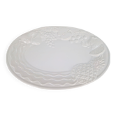 Coupelle service en majolique blanche vintage avec des fruits en relief par A. Santos, Portugal, années 1970.