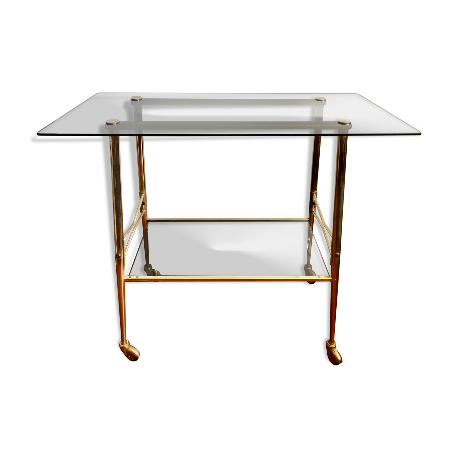 Smoked glass and gilded brass trolley