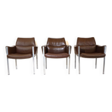 Röder Söhne Set of 3 leather office/dining room chairs by Miller Borgsen