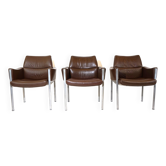 Röder Söhne Set of 3 leather office/dining room chairs by Miller Borgsen