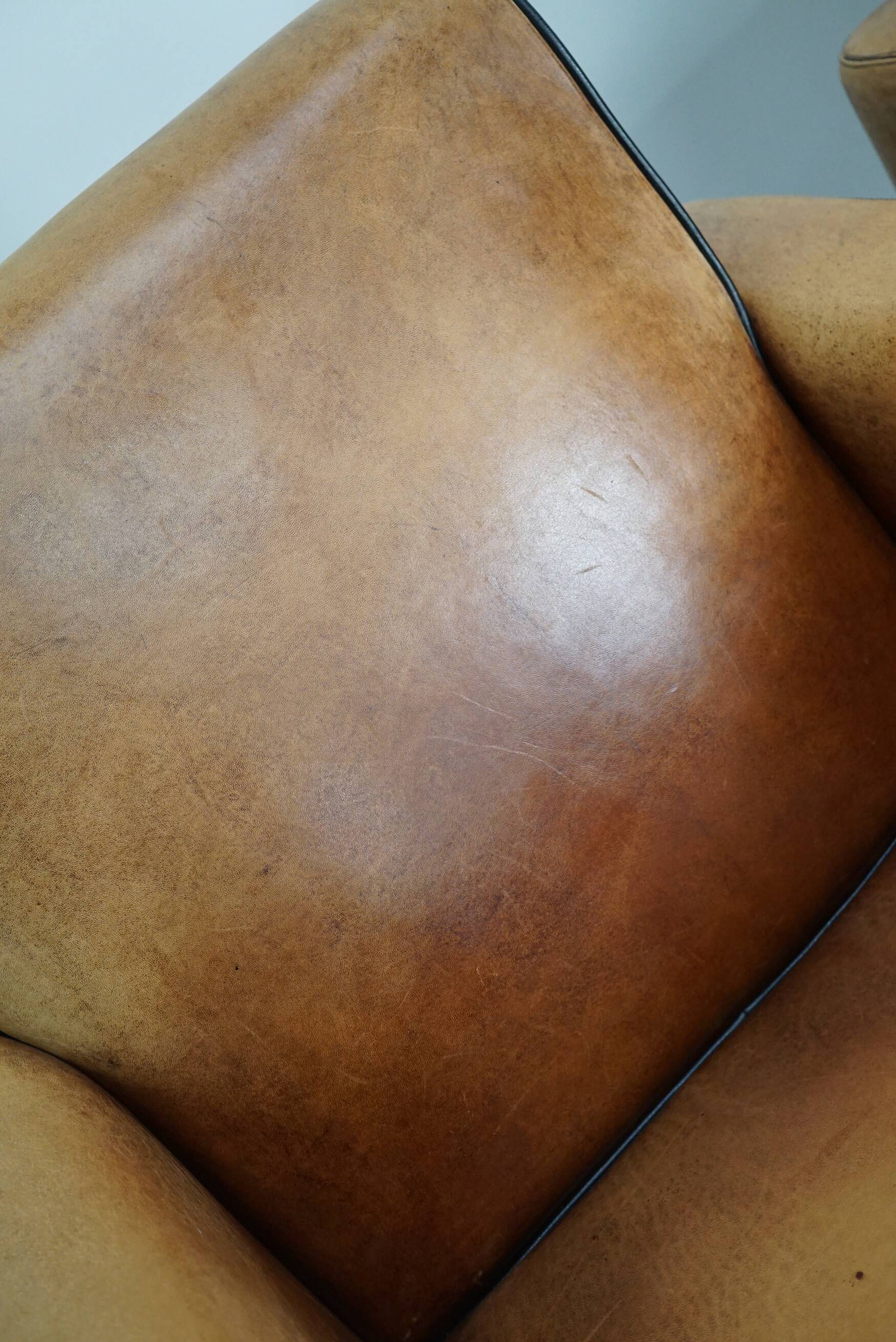 Fauteuils de club en cuir couleur cognac néerlandais vintage, ensemble de 2