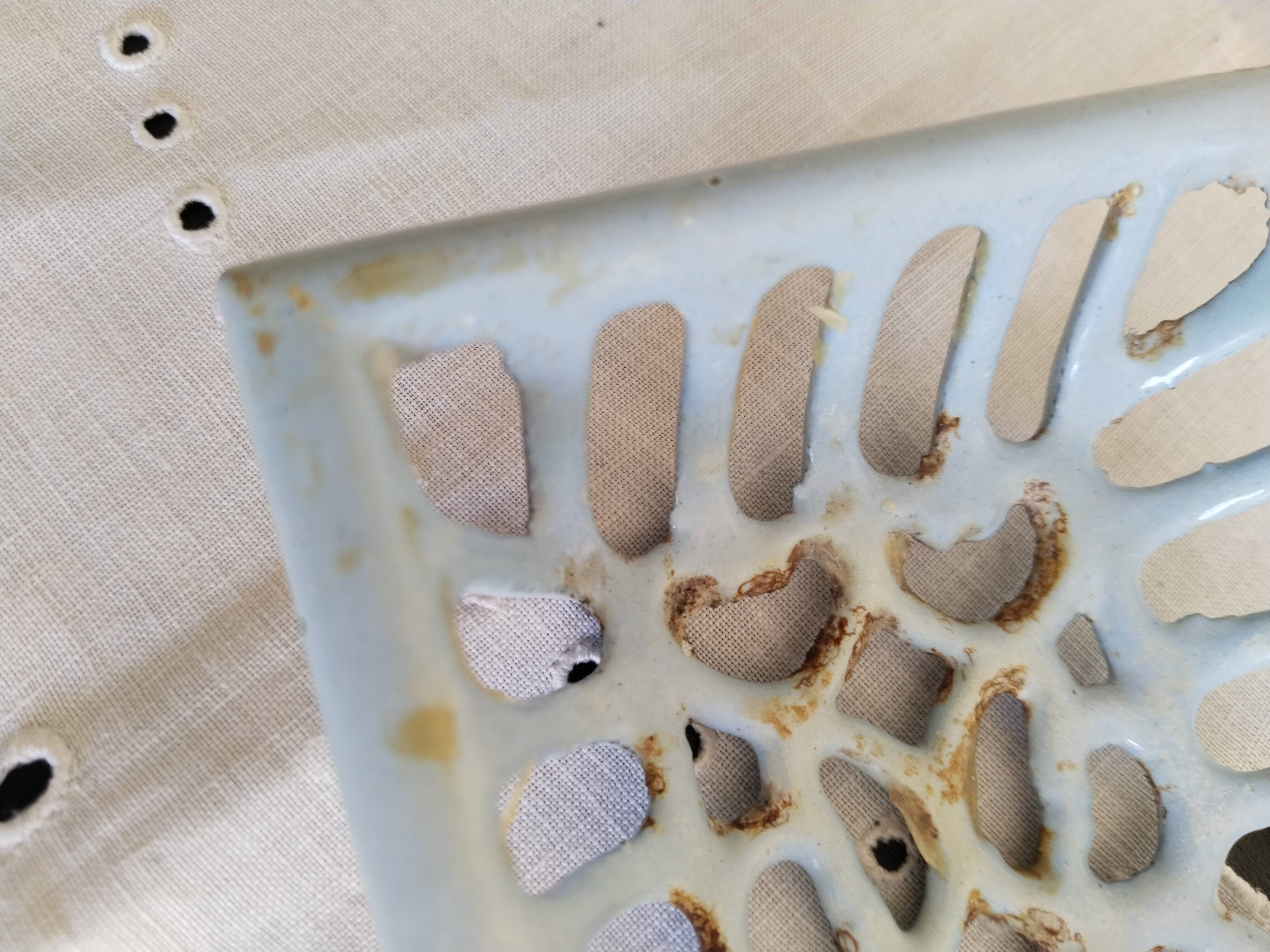 Vintage blue enamel soap dish, 1940s