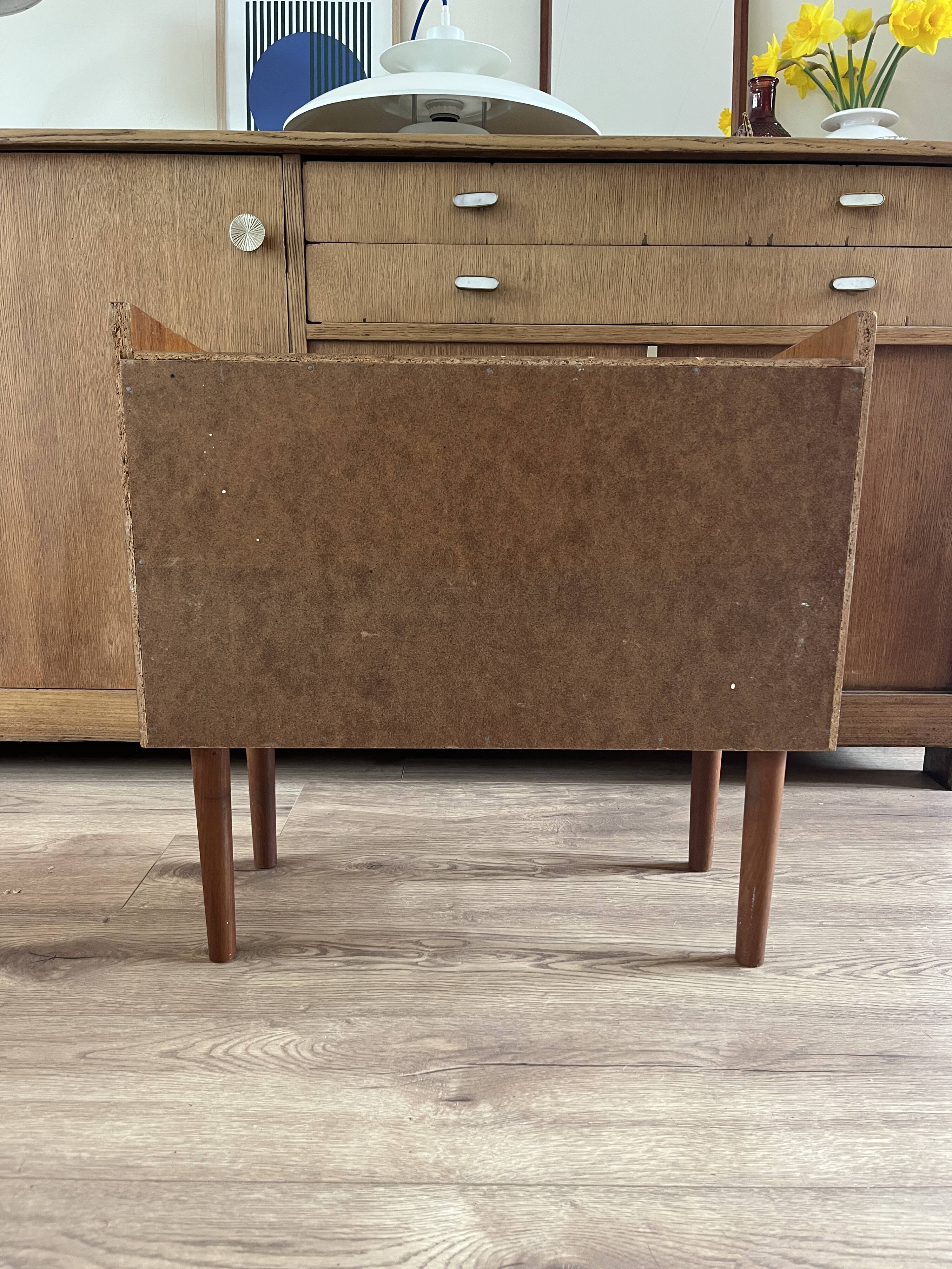 Vintage Danish teak commode with beautiful handles.