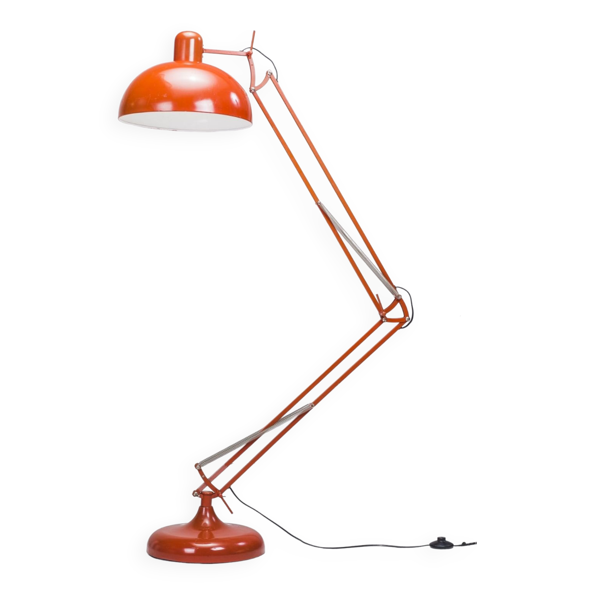 Vintage industrial red metal floor lamp, 1980s
