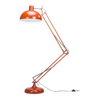 Vintage industrial red metal floor lamp, 1980s