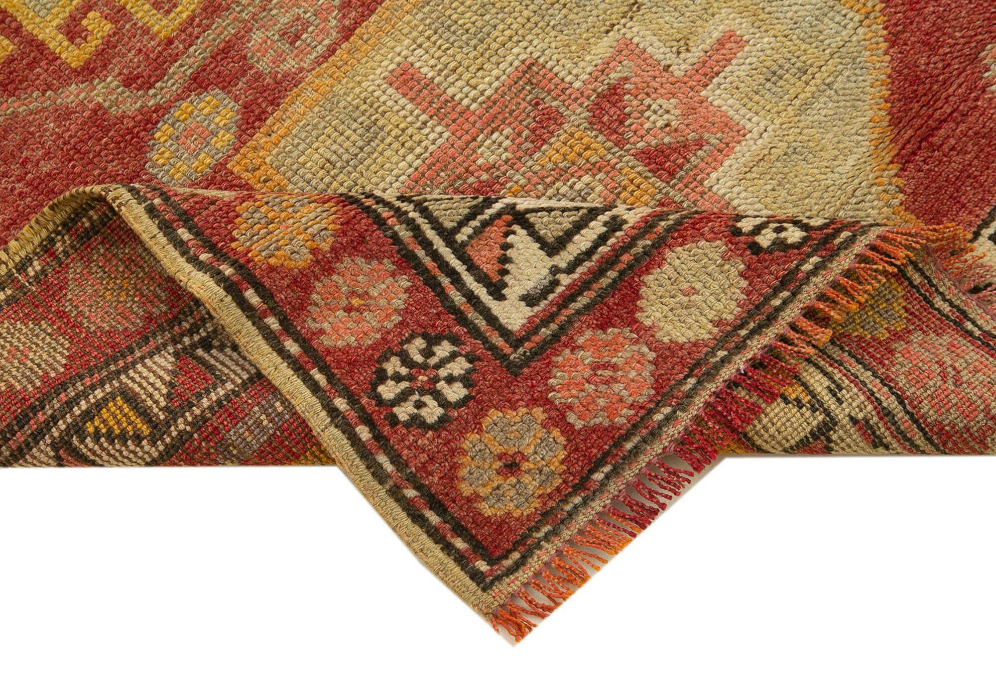 Handwoven vintage anatolian red runner carpet 89 cm x 384 cm