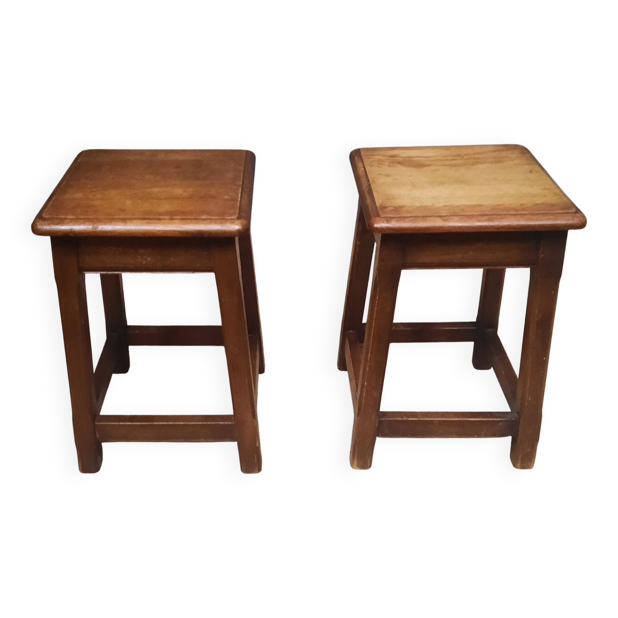 Pair of solid oak stools