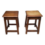 Pair of solid oak stools