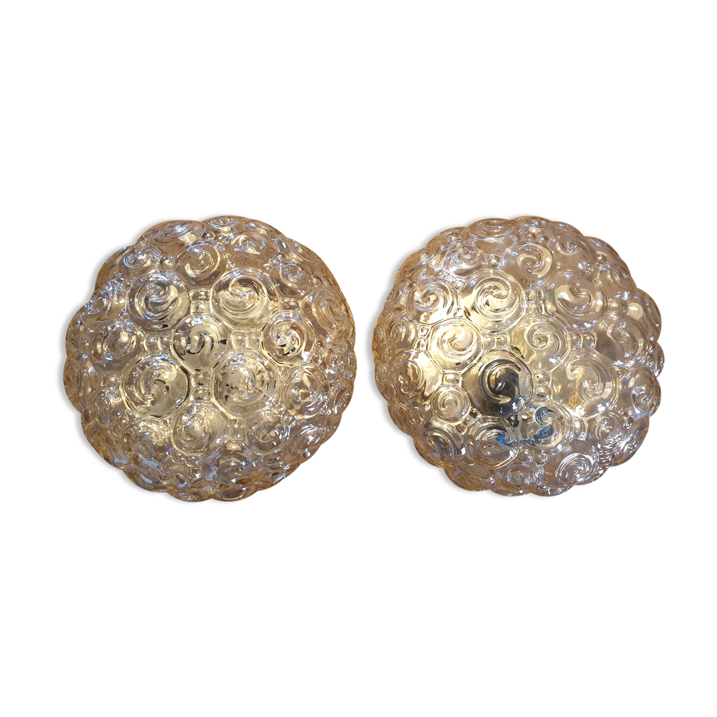 Pair of Helena Tynell snail ceiling lights