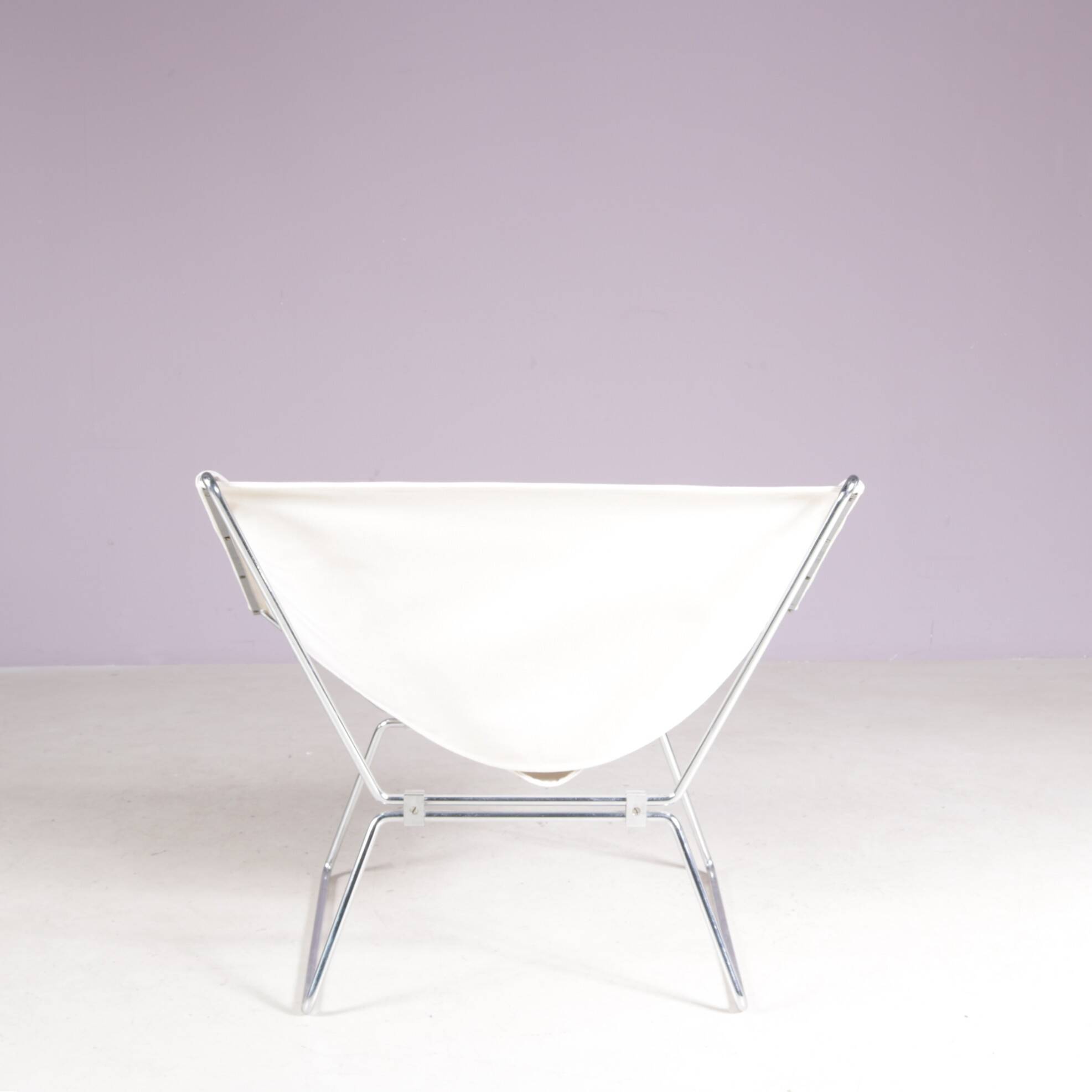 1950s easy chair AP 14 white canvas Pierre Paulin for A. Polak Netherlands