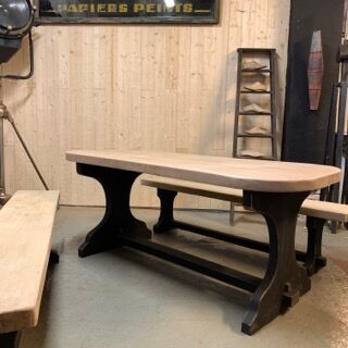 Monastery-style craft table and two benches