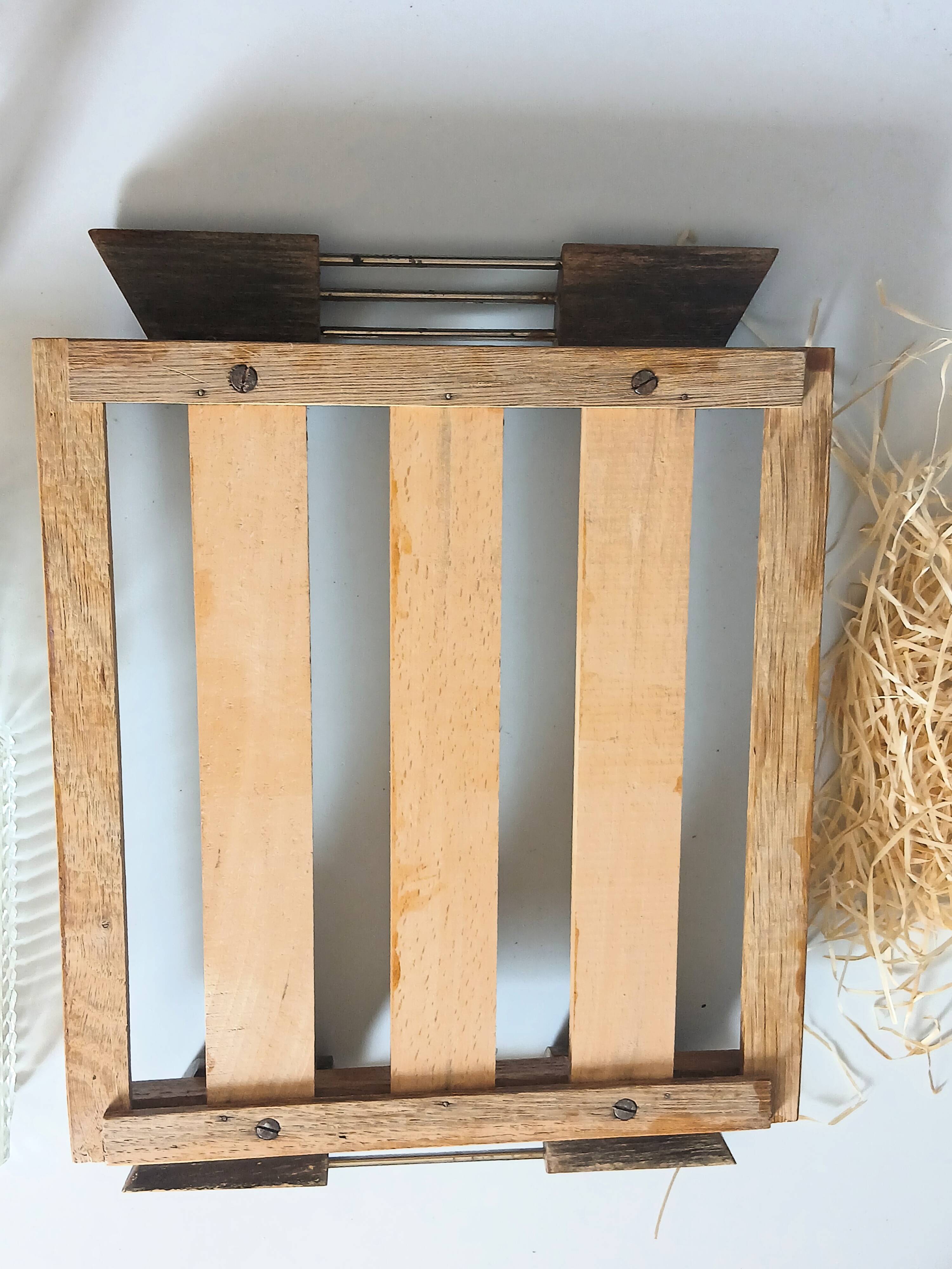 Plateau de service apéritif compartimenté en bois et verre vintage art déco