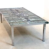 Table basse en mosaïque d'ardoise et de céramique
