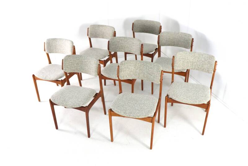 Set of 8 Erik Buch chairs for O.D. Møbler model 49 'Bur' - Danish design