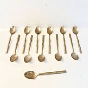 12 gold-plated brass teaspoons, Hollywood Regency – circa 1970