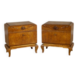 Early 20th Century Nightstands Veneered with Karelian Birch, 1950s, Set of 2