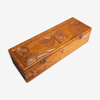Boîte à bijoux en bois sculpté hollandaise du début du XXe siècle
