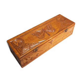Early 20th Century Dutch Carved Wooden Jewelry Box