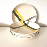 Set of 9 soup plates with yellow and green patterns