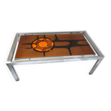 Metal and ceramic earthenware coffee table