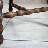 Wooden tripod stool half moon turned 60s